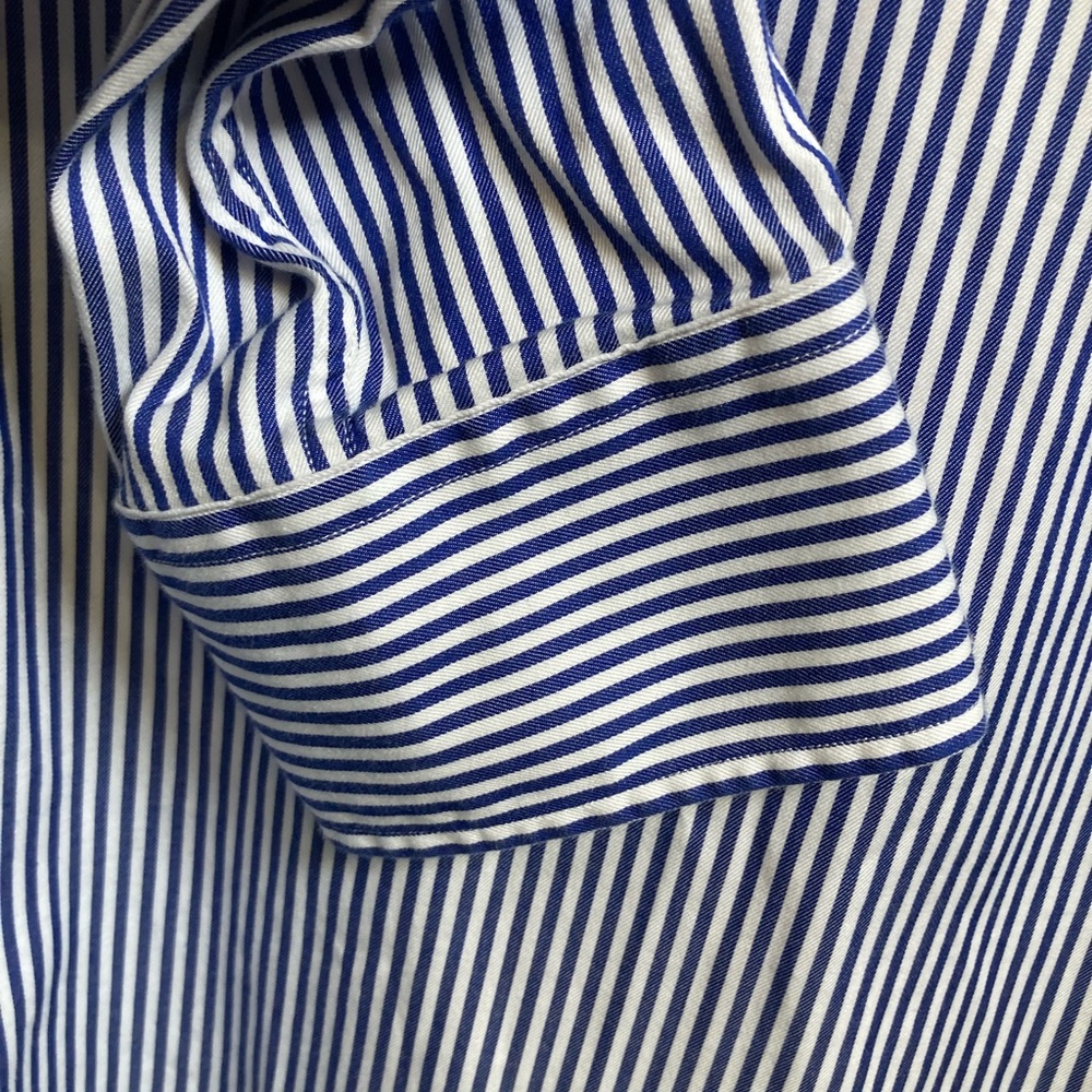 Lincs Davis Chu Men's Blue and White Striped Button Down Shirt Sz XL - Picture 12 of 16